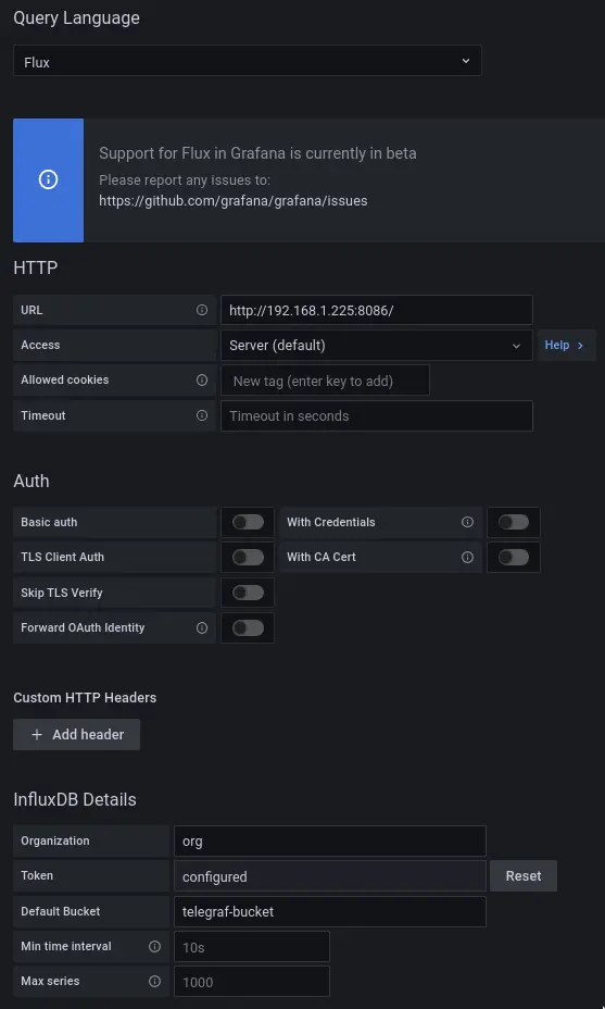 Grafana Data Source Config