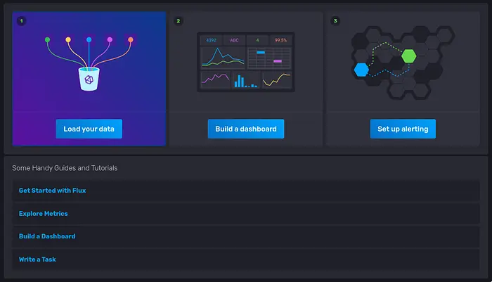 InfluxDB main screen